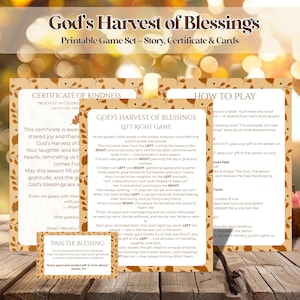 God’s Harvest of Blessings Left Right Game, Christian Fall Printable Thanksgiving Bible Game for Church, Women’s Ministry, Family Fellowship