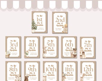 Gender Neutral Editable Template 12 Days of Christmas Gift Tags for Little Kids