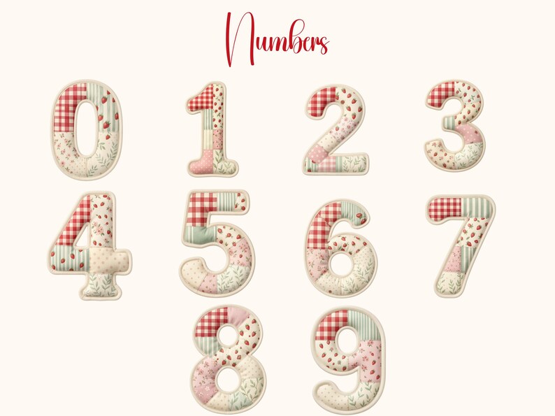 Patchwork Numbers 90 Faux Patchwork Strawberry Alphabet PNG Bundle (commercial Use) - Etsy