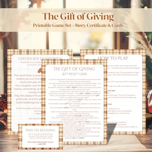 The Gift of Giving Left Right Game, Christian Fall Printable Thanksgiving Bible Game for Church, Women’s Ministry, Family Fellowship