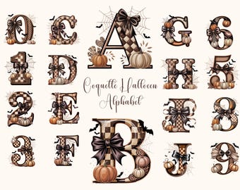Letras espeluznantes, letras de Halloween, calabaza fantasma murciélago (uso comercial)