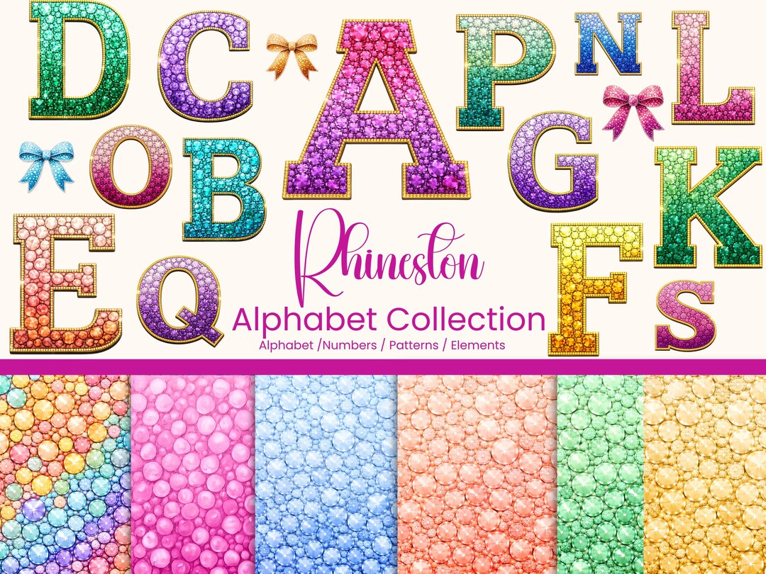 Rhinestone Alphabet PNG Bundle (commercial Use) - Etsy