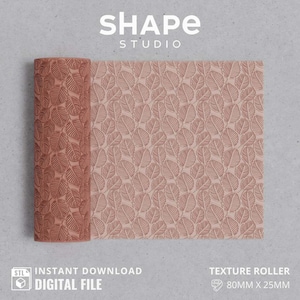 Leaves Texture Roller: Polymer Clay Seamless Pattern (Digital file STL)