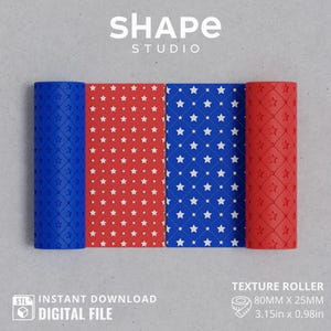 Liberty Stars Texture Roller STL File: Polymer Clay 3D Print (Digital Download)