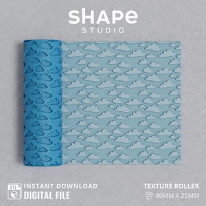 Clouds Texture Roller: Polymer Clay Seamless Pattern (Digital STL File)