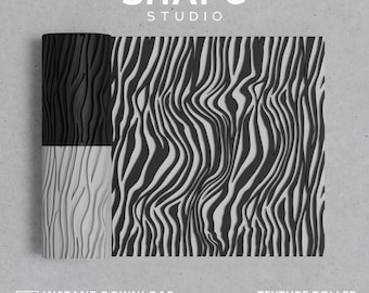 ゼブラテクスチャローラー：ポリマークレイアニマルプリント（デジタルファイルSTL）