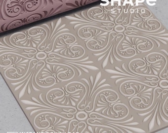 バロックハート型ポリマークレイテクスチャローラー | 装飾的なヴィンテージパターン | 3Dプリントツール用デジタルファイル（STLデジタルダウンロード）