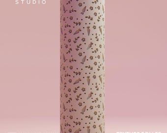 Easter III Texture Roller for Polymer Clay | Carrots & Flowers Pattern (Digital STL File)