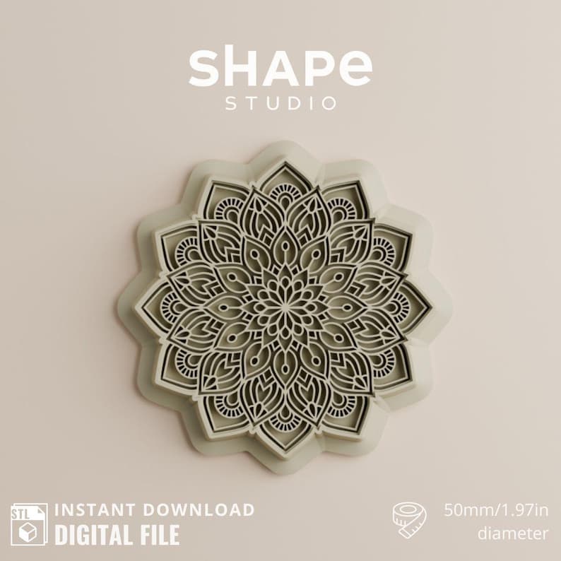 Digital file STL | Mandala Boho Cutter | Statement Design | Polymer Clay Earring Cutter | S004 image 1