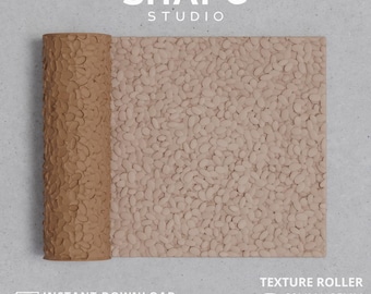 ポリマークレイ用コーヒー豆テクスチャローラー | オーガニック食品パターンエンボスローラー | 3Dプリント粘土ツール用STLファイル（デジタルファイルSTL）