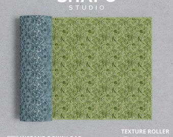 ポリマークレイ用蓮の花模様ローラー｜植物蓮模様｜3Dプリントツール用デジタルファイル（STLデジタルダウンロード）