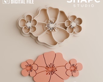 デジタルファイル STL | フローラルカッター | ステートメントデザイン | ポリマークレイイヤリング | S009