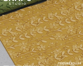 ポリマークレイ用花テクスチャローラー | 花柄 | (デジタルファイル STL)