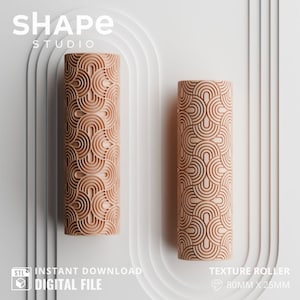 Boho VI ポリマークレイテクスチャローラー：3DプリントSTL（デジタルダウンロード）