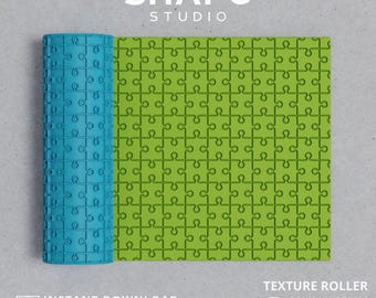 ポリマークレイ用ジグソーパズルテクスチャローラー | パズルパターン（STLデジタルファイル）
