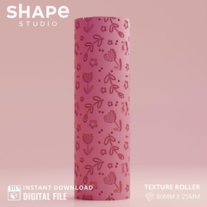 Può includere: Rullo di texture rosa con un motivo floreale. Il rullo misura 80 mm x 25 mm. Il rullo è un file digitale da scaricare istantaneamente.