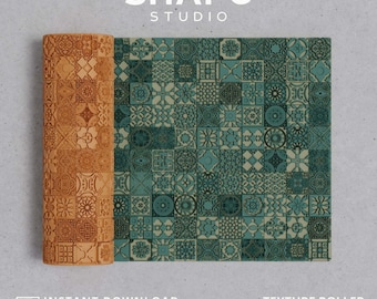 モロッコタイルテクスチャローラー：ポリマークレイ、3DプリントSTL（デジタルファイル）