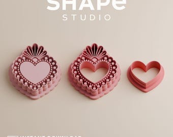 Digital file STL | Neo-Traditional Heart | Statement Design |  Polymer Clay Earring Cutters