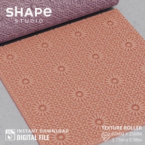 Moroccan II Texture Roller für Polymer Clay | Geometrisches marokkanisches Fliesenmuster (STL Digitale Datei)