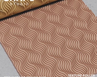 ポリマークレイ用カーブストライプテクスチャローラー｜波線パターン（デジタルファイル）