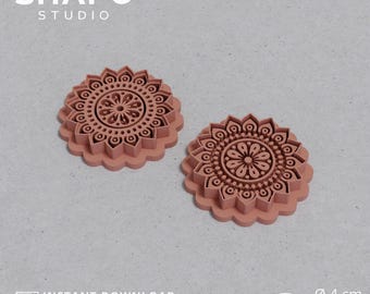 Digital file STL | Mandala Boho Cutters | Statement Design |  Polymer Clay Earring Cutters | S005