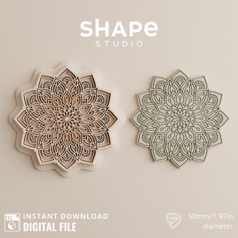 Digital file STL | Mandala Boho Cutter | Statement Design | Polymer Clay Earring Cutter | S004 image 2