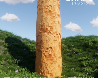 春の花のテクスチャローラー：ポリマークレイ、クッキーデコレーション（デジタルSTLファイル）