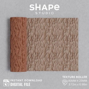 Rodillo con textura de corteza para arcilla polimérica / Rodillo para repujado de vetas de madera / Archivo STL con patrón de naturaleza para herramientas de arcilla impresas en 3D (archivo digital)
