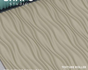 ポリマークレイ用波線テクスチャローラー（デジタルSTLファイル）