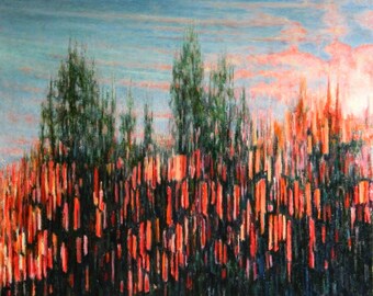 Large Oil Painting, Original Painting, Landscape, Sunset Painting, Vibrant Painting, Forest Painting, Jacques Audet, "Tone And Light", 24x28