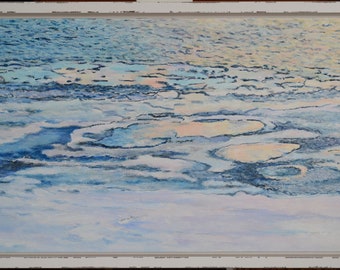Original Painting, Oil Painting, Landscape Painting, Framed Painting, Winter Painting, Abstract Painting, Jacques Audet, "Us, Swirl", 12x24