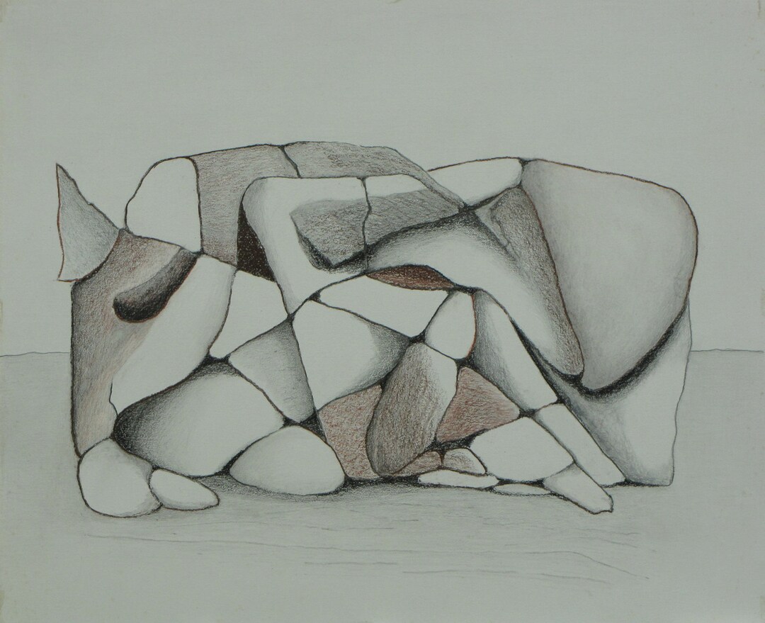 Abstract Art, Minimalist Art, Graphite Drawing on Paper, Black and ...