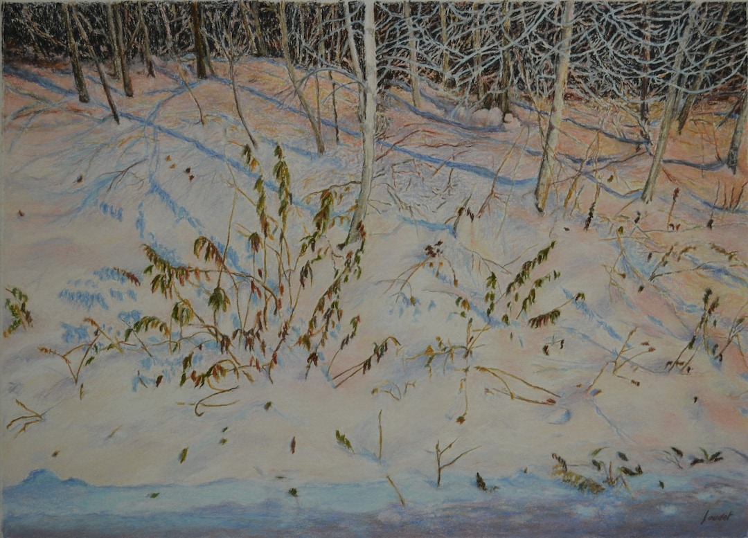 Pastel Drawing, Winter Drawing, Realistic Drawing, Landscape Drawing, Snow Drawing, Canadian Art