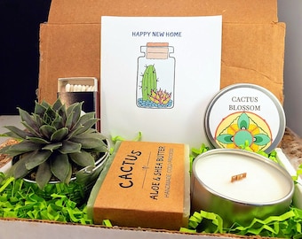 Housewarming Succulent, Candle, Magnet, Handmade Soap, Card Housewarming Gift, Home sweet Home gift,  New Home Gift, Send a gift