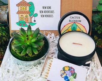 Happy New Home Succulent, Candle, Magnet Gift box, Realtor gift, Housewarming gift thank you gift, HOME SWEET HOME, welcome new family gift