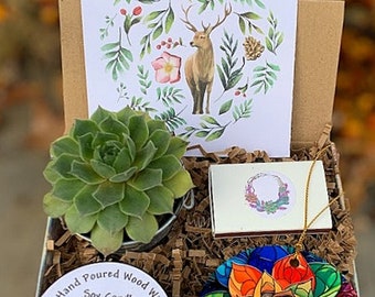 Succulent gift Box, Happy Holidays Gift, Christmas Care Package, Happy Holidays, Christmas Gift Ideas, Employee Gift, Client Gift