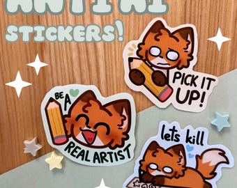 Anti AI fox stickers!!