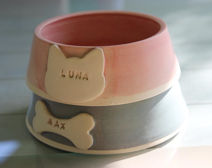 Personalized Pet Bowl: Handmade Pottery Food & Water Dish