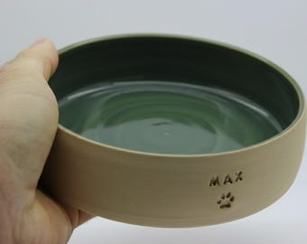 Personalized Ceramic Stoneware Pet Bowl: Custom Engraved Name