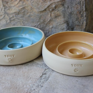 Handmade Ceramic Slow Feeder Pet Bowl: Personalized Pottery Dog Cat Bowl