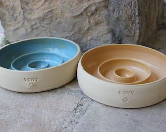 Comederos de cerámica personalizados para mascotas, para perros y gatos, con nombre grabado.