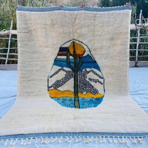 Zafra – Handwoven Beni Mrirt Rug - Moroccan Modern Design - 100% Wool Artisan Rug - Customizable Berber Rug - Home Decor - Moroccan rug 7x10