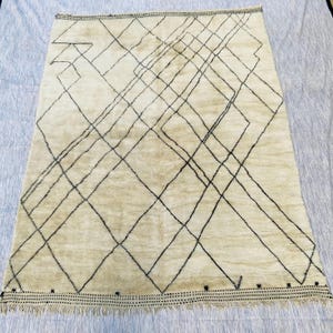 Raqim – Custom Beni Mrirt Rug – Wool berber rug - Beni ourain rug - Custom rug - Handmade rug - Moroccan area rug – Moroccan cream rug