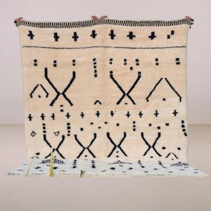 Wissal – Beni Mrirt Tribal Moroccan Wool Rug – handmade tuareg mat - mauritanian rug - sahara rug – African Boho Decor – Modern Ethnic Rug
