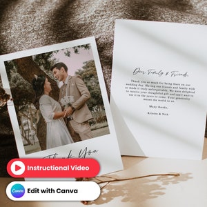 Modèle de carte de remerciement de mariage, carte de remerciement photo de mariage personnalisée, carte de remerciement de mariage numérique avec photo, cartes de mariage de remerciement