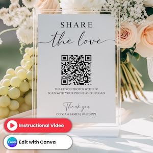Teilen Sie das Love QR-Code-Zeichen, Hochzeitsfoto-Zeichen, Erfassen Sie das Love QR-Code-Zeichen, Hochzeit-QR-Code-Zeichenvorlage, Teilen Sie die Love QR-Code-Karte
