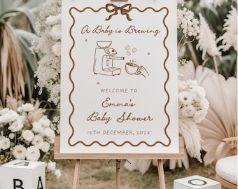 A Baby is Brewing Baby Shower Welcome Sign