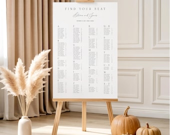 Alphabetical Seating Chart Template, Wedding Seating Chart Sign