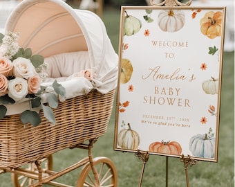 Fall Baby Shower Welcome Sign, Pumpkin Baby Shower Sign
