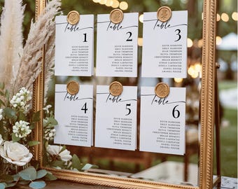 Table Seating Chart Cards, Wedding Seating Chart Template, Wedding Table Numbers